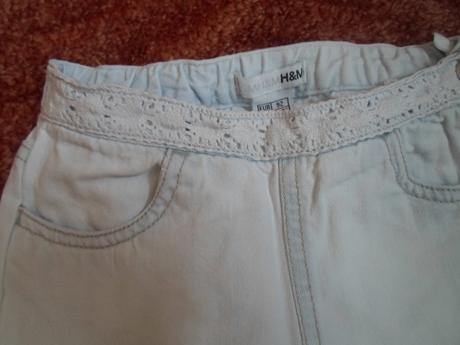 Bílé kalhoty rifle džíny kraťasy plátěné 3/4, h&m,98