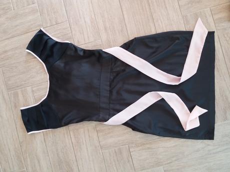 Saténové černé šaty se starorůžovými detaily orsay, orsay,xs