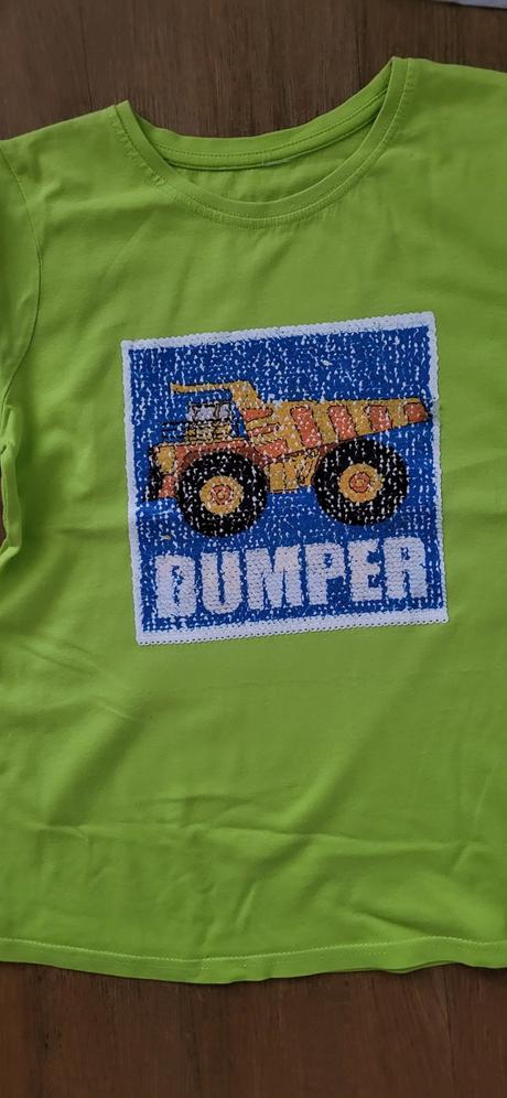 Trička/trika s dinosaurem, bagrem vel. 128 zn. c&a, palomino,128