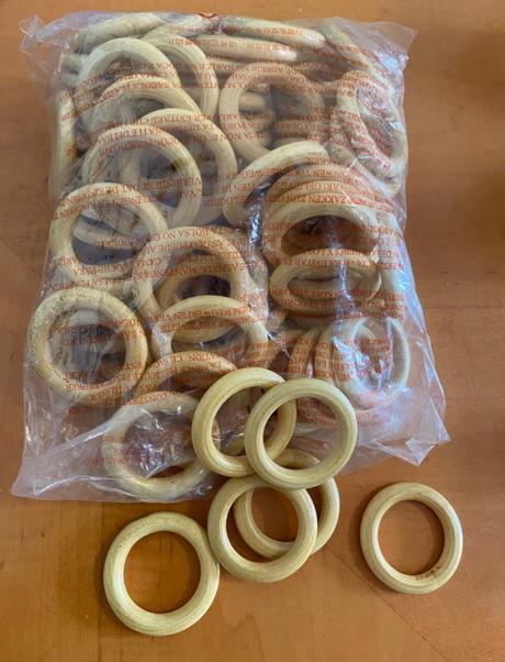 Dřevěné kroužky na záclony / závěsy, 