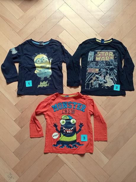 Triko dlouhý rukáv 104 - star wars, mimoni, reserved,104