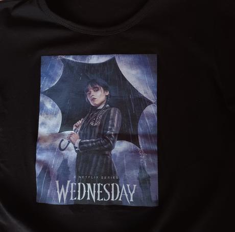 Triko wednesday černé krátký rukáv, 158