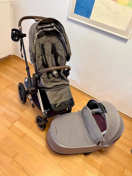 Cybex priam rose gold manhattan grey 3v1 + korba, cybex,cybex priam 3