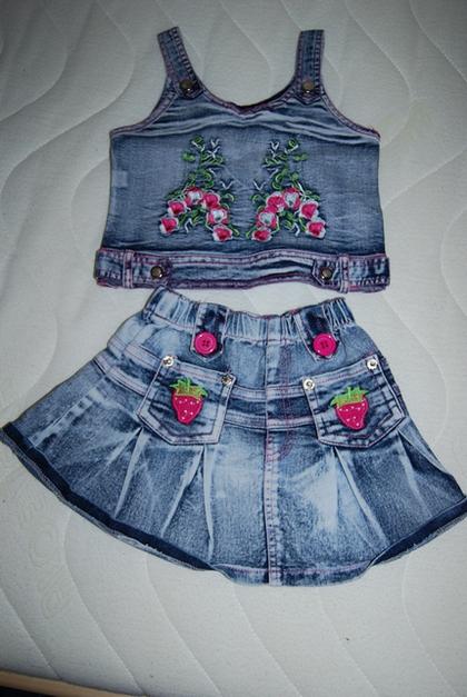 Riflový komplet sukně+tílko vel. 104, 104