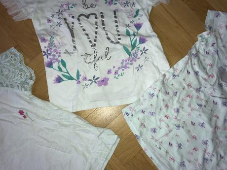 3x zelenkavé tričko, vážka, krajka, 122, 134