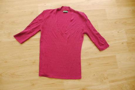 Benetton svetrik zebrovany fuchsiovy kratkym rukav, benetton,34