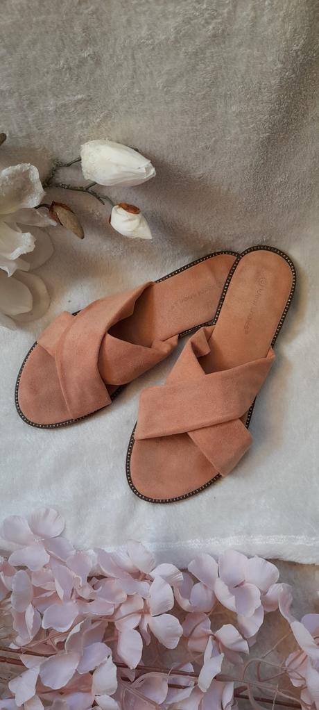 Dámské meruňkové páskové pantofle, 40