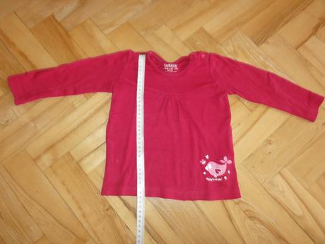 Červenorůžové triko s ptáčkem 86/92, lupilu,86