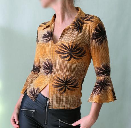 Elastická halenka s palmami a třpytivou nitkou, abercrombie&fitch,s