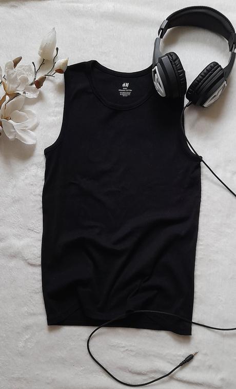 H&m černé bavlněné tílko, h&m,164