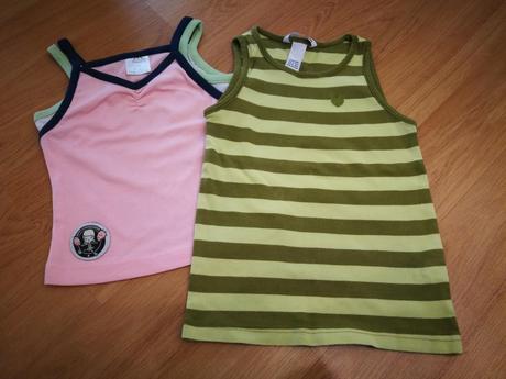 Tílko 2x - h&m zelené-proužky,  růžové v. 104, h&m,104