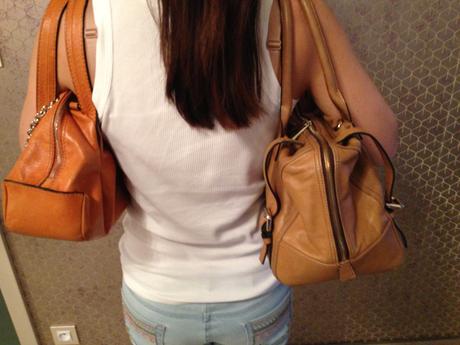 Kabelka a pásek coccinelle vintage oranžová kůže,