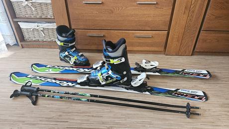 Lyže+lyžáky+hůlky - lyžařský komplet nordica 130, 130-139 cm
