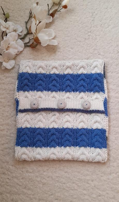 Copánkový povlak na polštář - modro bílý,