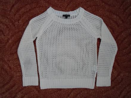 Bílý pletený přízový krajkový svetr svetřík, kappahl,122