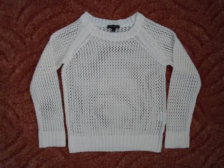 Bílý pletený přízový krajkový svetr svetřík, kappahl,122