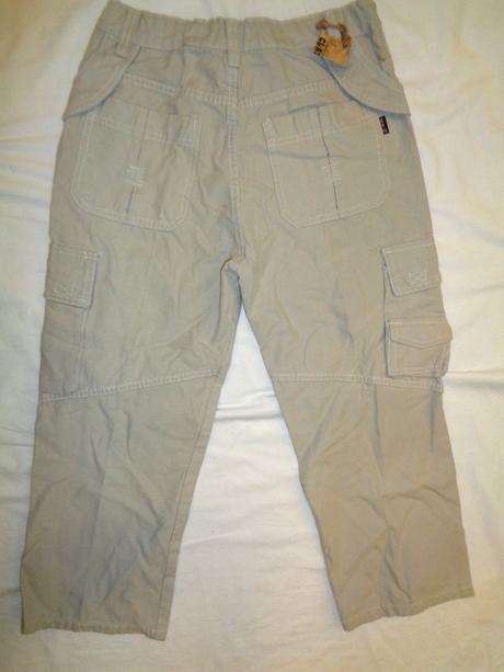Béžové plátěné kalhoty - kapsáče 128/134, 128