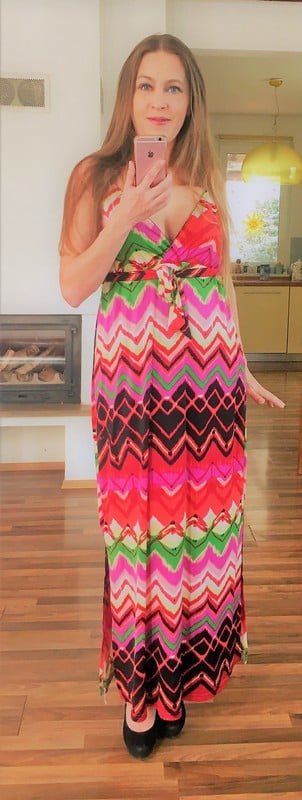 Maxi šaty, vel s/m, perla, s