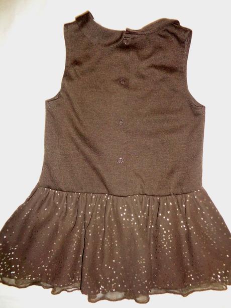 Krásné čoko hnědé šaty s flitr medvídkem, 92