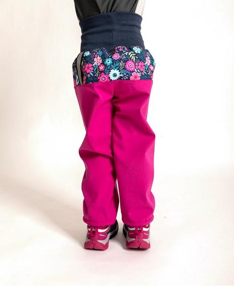 Holčičí softshellové kalhoty unuo s fleecem růžové, unuo,86 / 92