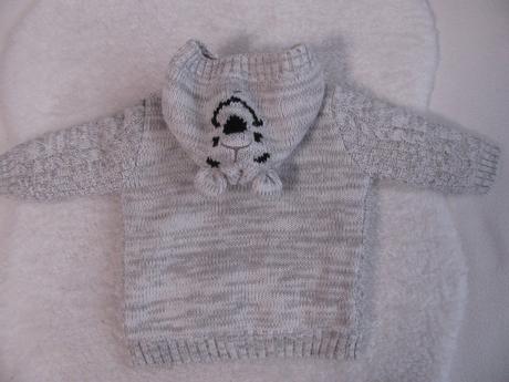 Šedý zateplený mikinový svetřík s kapucí v.3-6 měs, disney,68