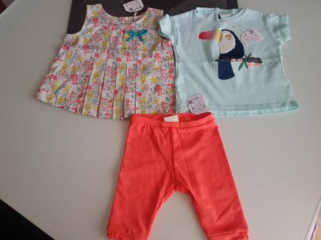 Nové 3ks zara věci triko s flitry+halenka+neon kra, zara,74