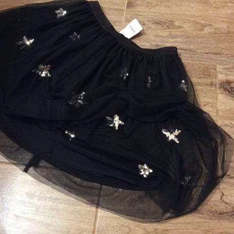 Nová slavnostní sukýnky se stříbrnými hvězdičkami, nutmeg,152