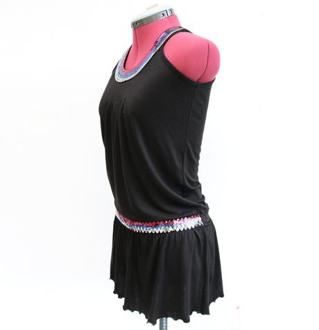 Černá dívčí tunika s barevnými flitry - 152-158, 152 / 158