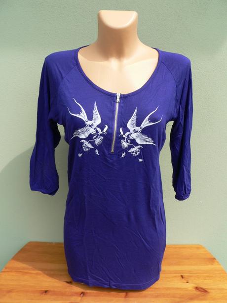 Dlouhý švestkový top illustrated people - vel.s, s