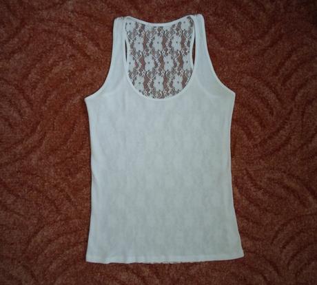 Bílé krajkové tričko triko tílko, h&m,s