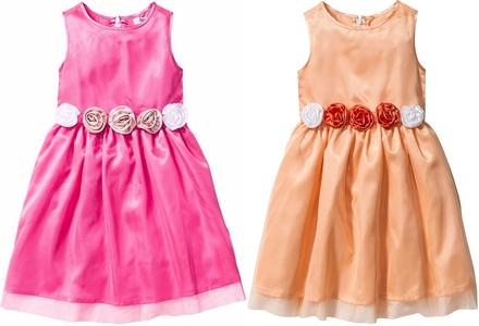 Slavnostní šaty s květy dívčí růžové nebo meruňka, bonprix,128