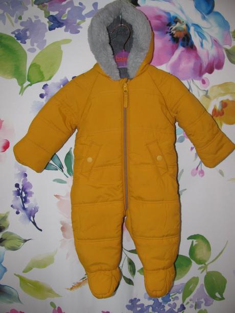 Kojenecká zimní kombinéza s kapucí hořčicové barvy, george,68