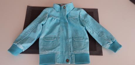 Dětská luxusní kožená tyrkysová bunda topo mini 80, topomini,80