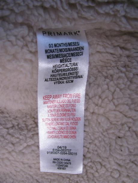 Zimní chlapecká bunda s kapucí vel.0-3 měs., primark,62