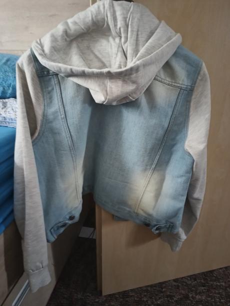 Riflová bunda s mikinovými rukávy, kik,44