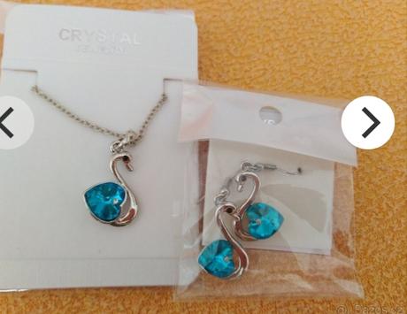 Nový set náušnice a řetízku s přívěskem labutě, swarovski