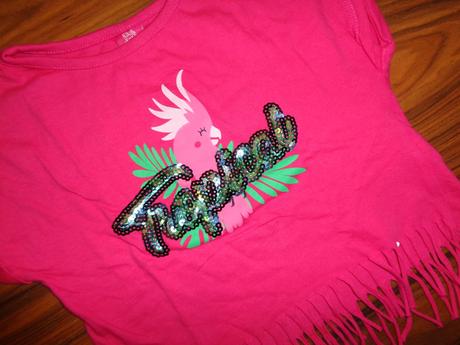 Luxusní růžové třásňové tričko s papouškem, kiki&koko,98