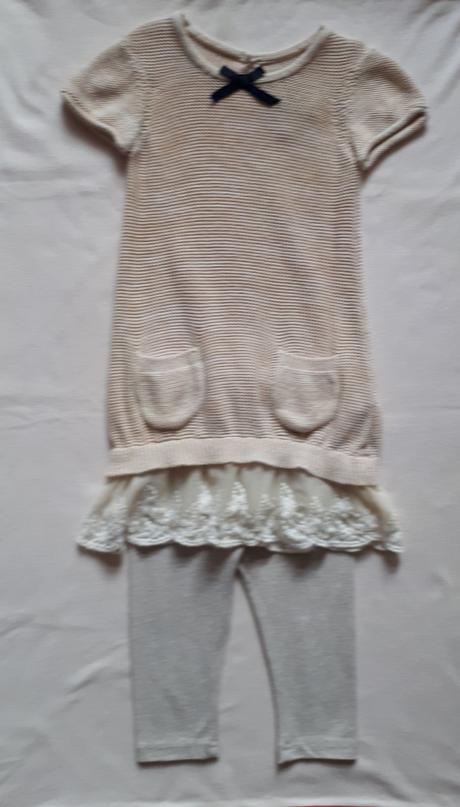 Dětské béžové šaty, šatičky s legínama, vel.98/104, rocha.little.rocha,98
