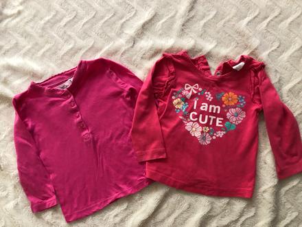 2 h&m trička dlouhý rukáv růžová velikost 74, h&m,74