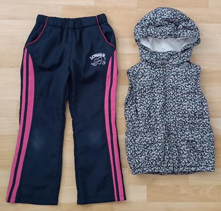 Dívčí kalhoty a vesta vel. 128, h&m,128