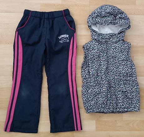 Dívčí kalhoty a vesta vel. 128, h&m,128