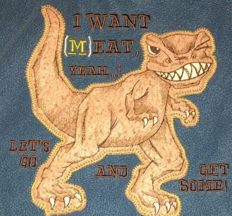 Tyrkys modrá fleece dino mikina / klokanka, 5-6y, takko,110