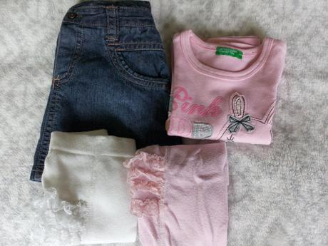 Souprava sukně, tričko s králíčkem, 2 punčocháče, obaibi,68