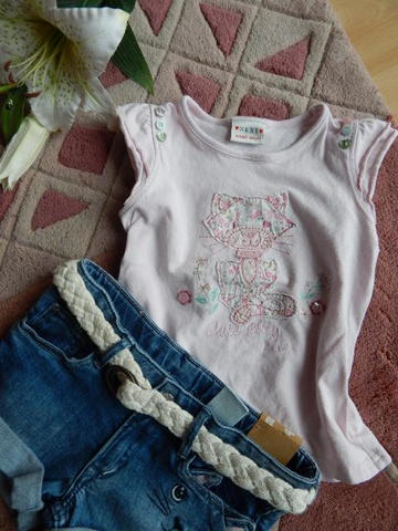 Ružove tričko s kočkou, next,110