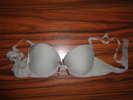 Hnědošedá pruhovaná podprsenka push-up- 90b, 90b