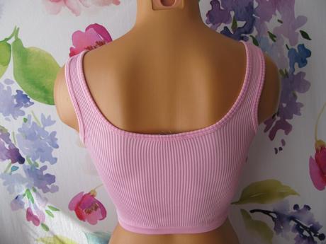 Dívčí,dámský růžový žebrovaný crop top, 32