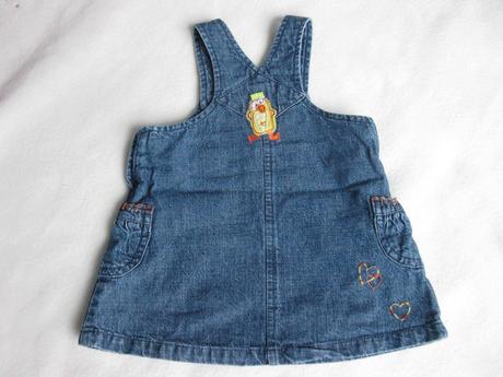 Džínové šaty s ptáčky + triko, next,62