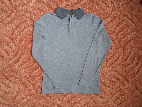 Šedé tričko triko dlouhý rukáv s límečkem polo, h&m,122
