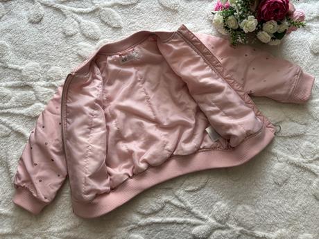 Bunda růžová se srdíčky bomber - v.92, h&m,92