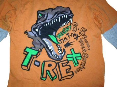 Oranžové dino triko / t- rex, vel. 5 let, next,110